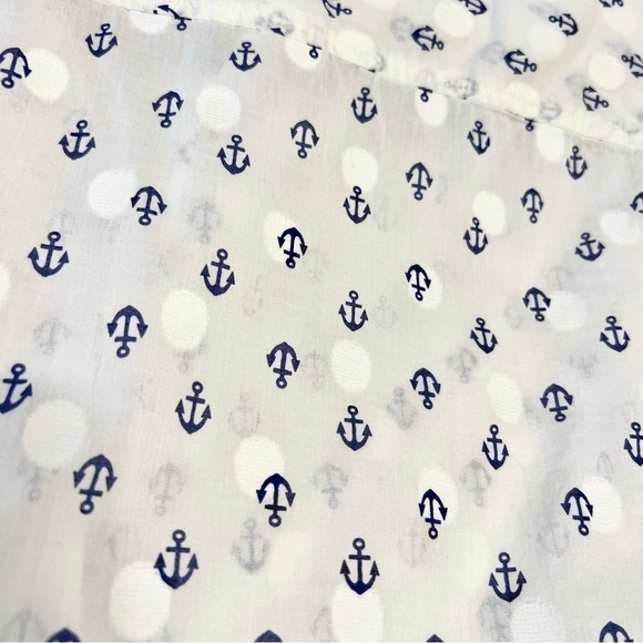 J Crew Factory Women’s Cotton Half Button-Down Top in Cream and Navy, Size Small - Picture 10 of 10